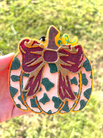 Cow Print Pumpkin with Bow Freshie Mold | Silicone Freshie Mold