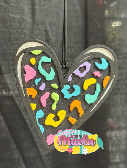 Leopard Print Heart Freshie Mold | Silicone Freshie Mold