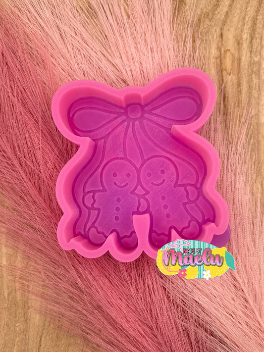 Gingerbread Cherries with Bow Freshie Mold | silicone freshie mold