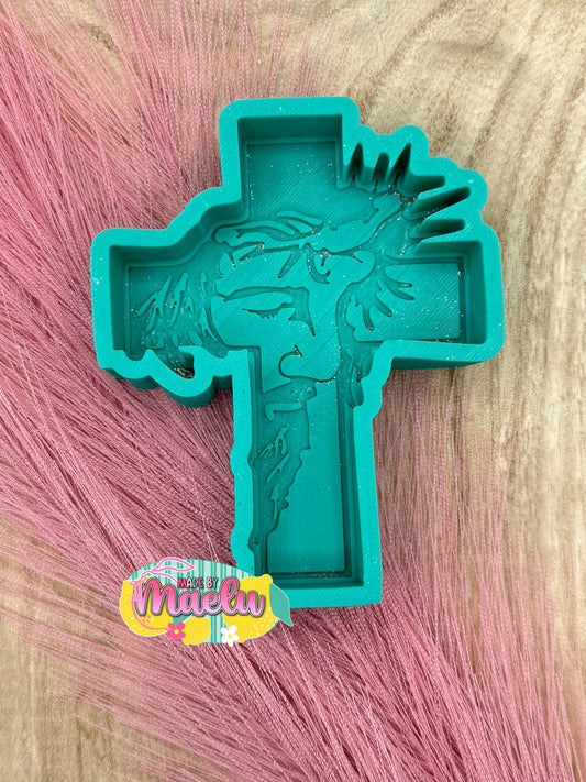Cross with Jesus Face Freshie Mold | Silicone Freshie Mold