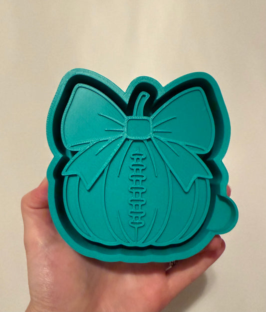 Football Pumpkin with Bow freshie mold | silicone freshie mold