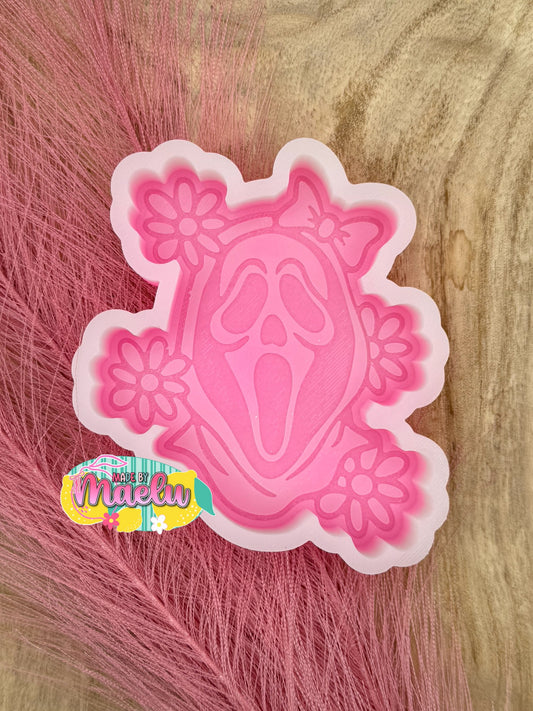 Scare Face with Flowers freshie mold | silicone freshie mold
