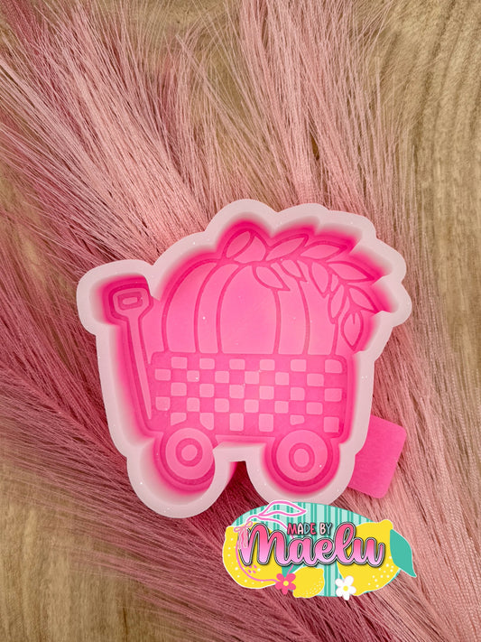 Pumpkin in Checkered Wagon Freshie Mold | silicone freshie mold