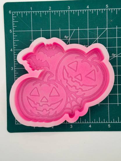 Pumpkins with Bats and Web freshie mold | silicone freshie mold