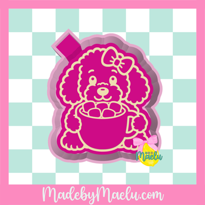Goldendoodle with Hot Cocoa Freshie Mold | silicone freshie mold | C116