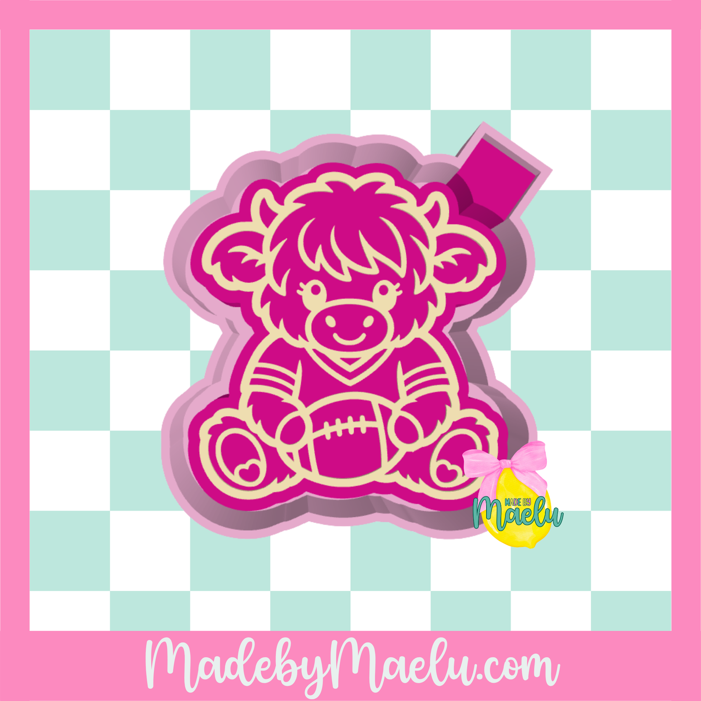 Highland with Football Freshie Mold | silicone freshie mold | F184