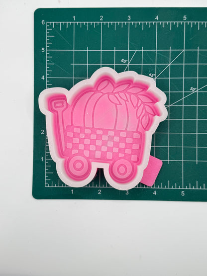 Pumpkin in Checkered Wagon Freshie Mold | silicone freshie mold