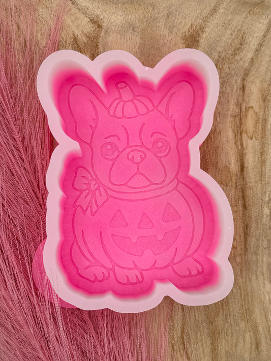 Frenchie in a Pumpkin freshie mold | silicone freshie mold