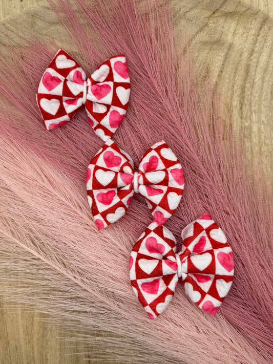 Pink Valentine Block Hearts | Freshie Bows