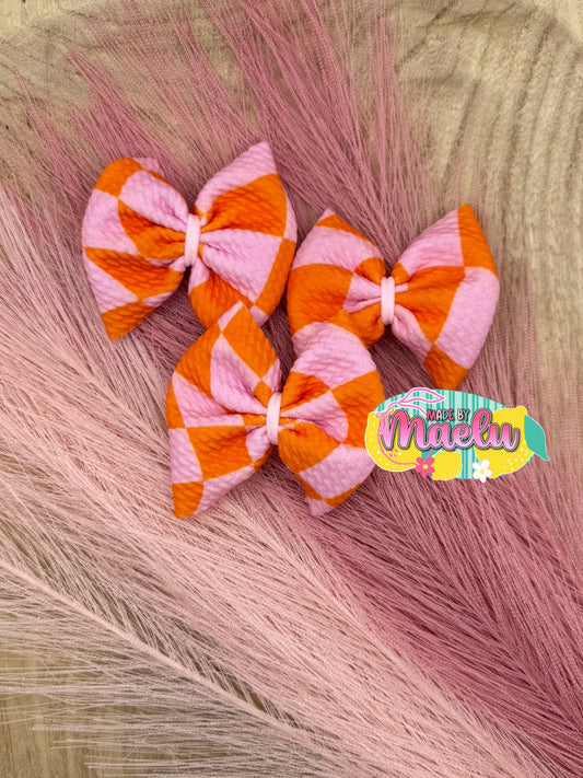 Pink and Orange Checkered | Freshie Bows