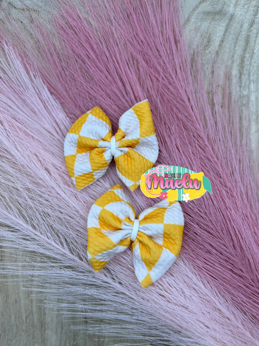 White and Orange Checkered | Freshie Bows
