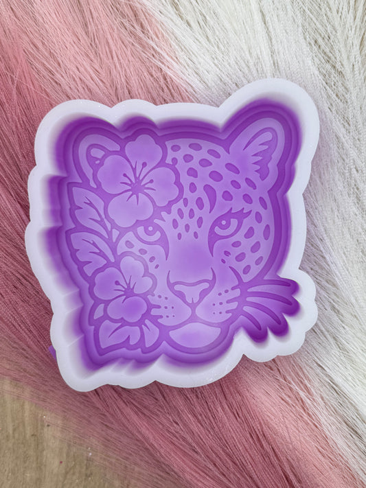 Leopard with Flowers New Freshie Mold | Silicone Freshie Mold | 394