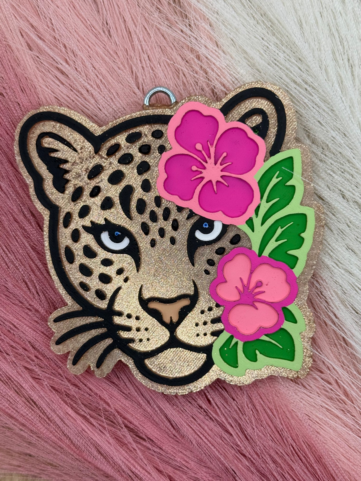 Leopard with Flowers New Freshie Mold | Silicone Freshie Mold | 394