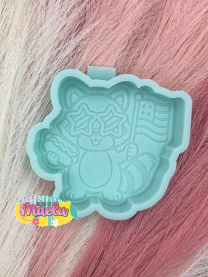 Patriotic Raccoon Freshie Mold | Silicone Freshie Mold | 398