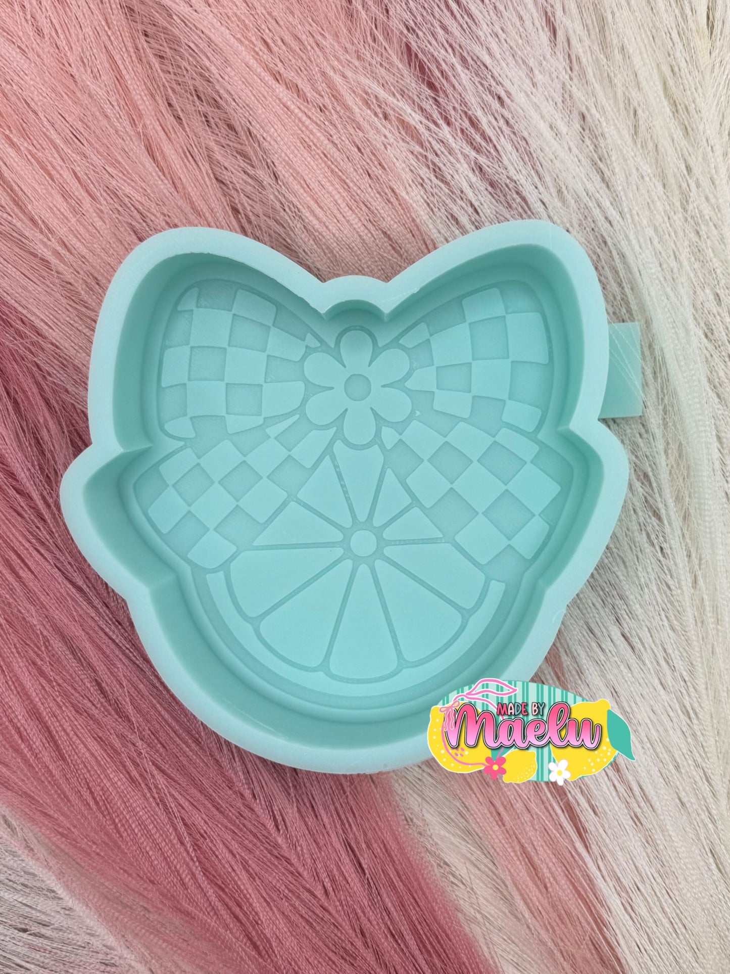 Lemon with Checkered Bow Freshie Mold | silicone freshie mold | 397