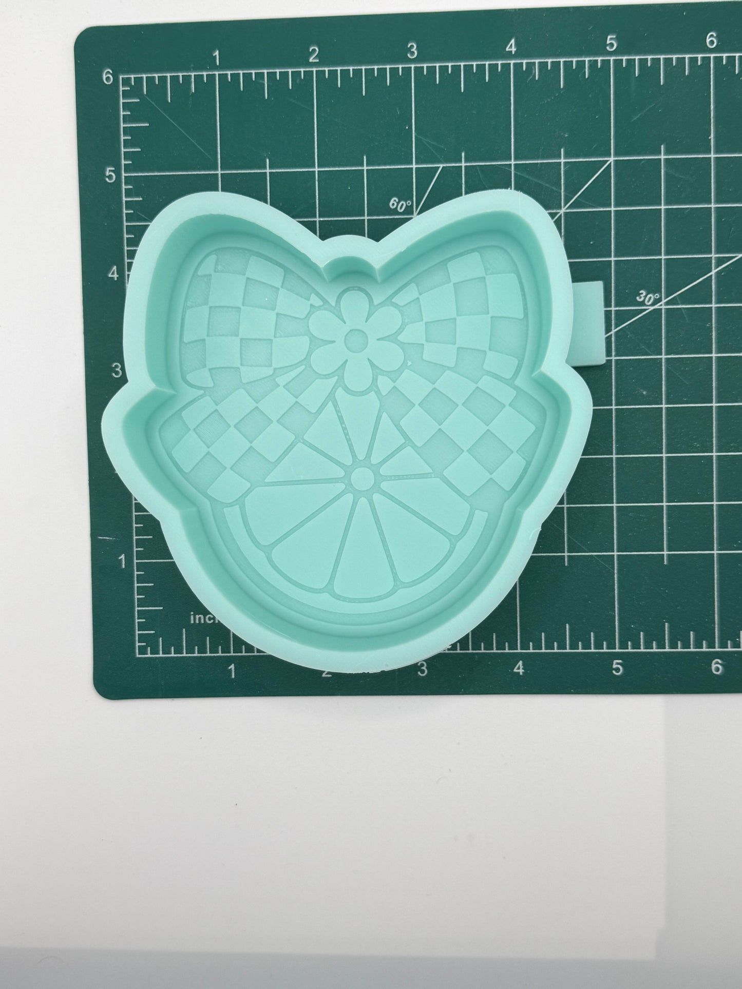 Lemon with Checkered Bow Freshie Mold | silicone freshie mold | 397