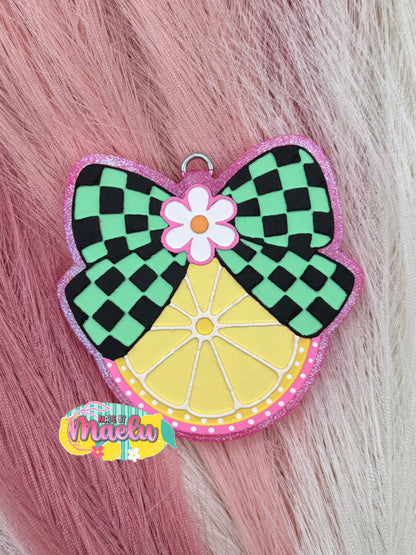 Lemon with Checkered Bow Freshie Mold | silicone freshie mold | 397