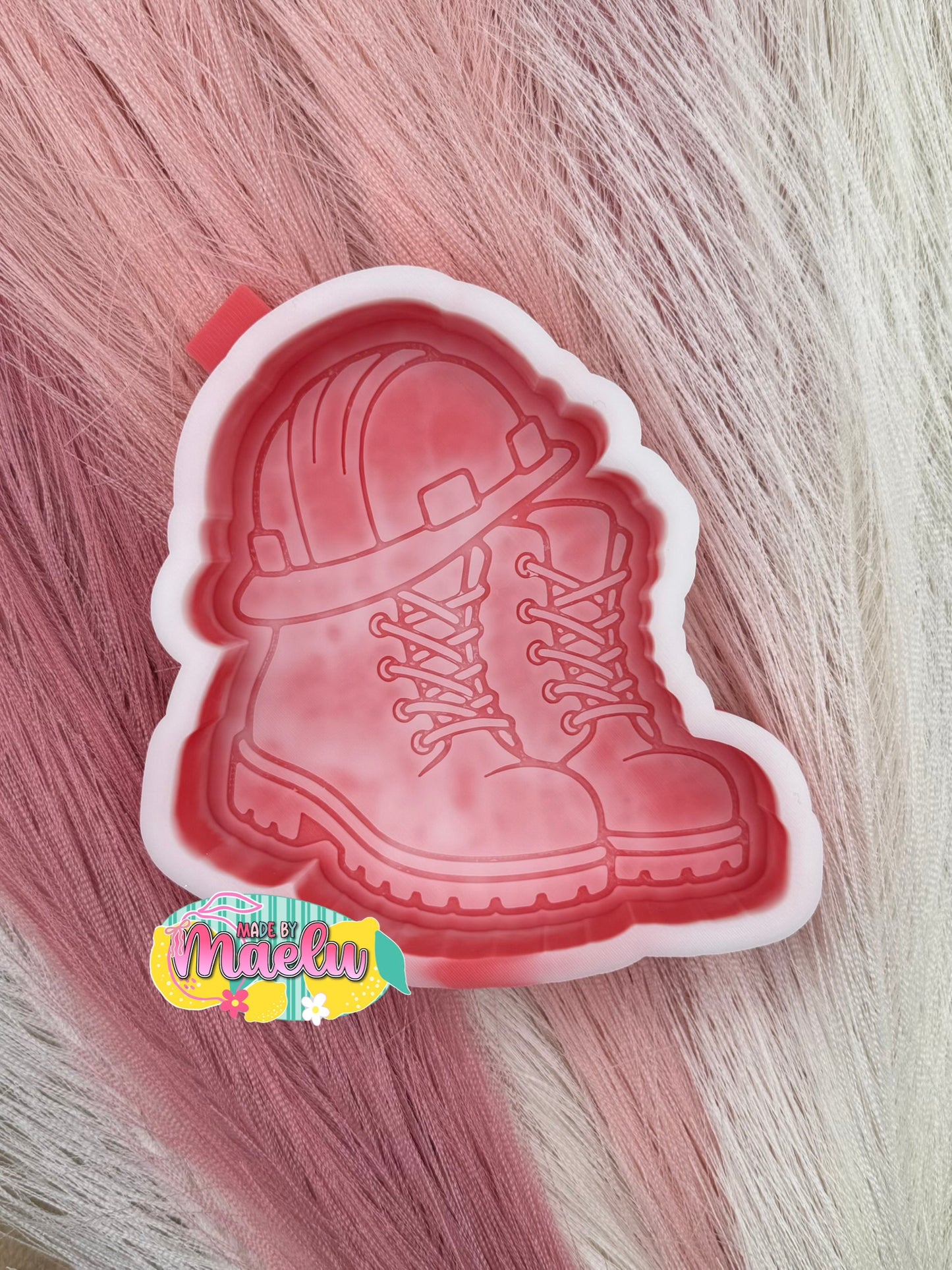 Work Boots with Hard Hat Freshie Mold | Silicone Freshie Mold | 403
