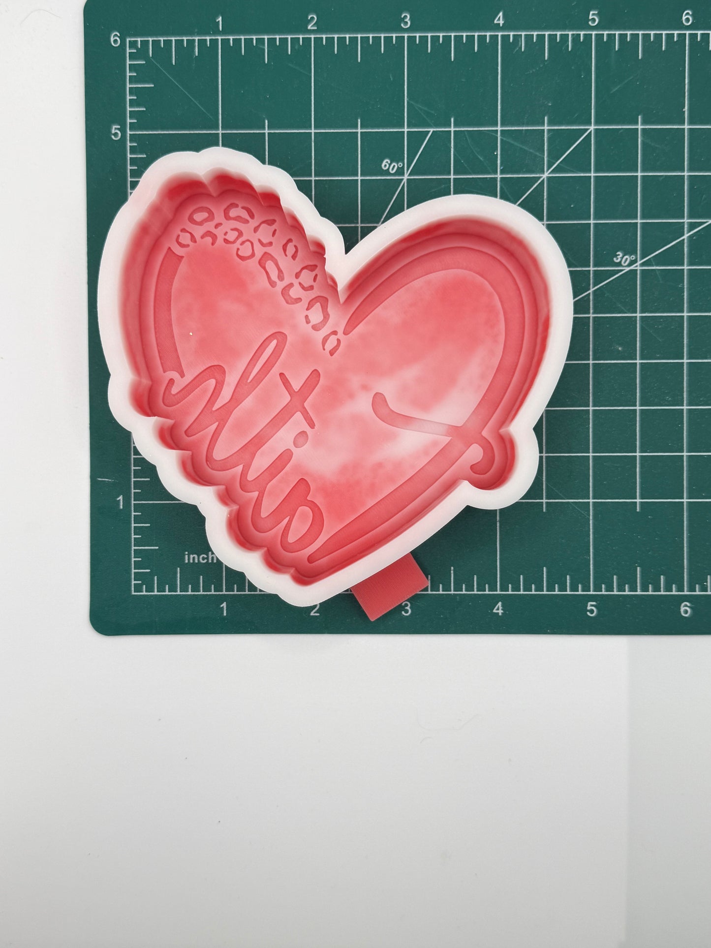 Faith Heart with Leopard Print Freshie Mold | Silicone Freshie Mold | 419