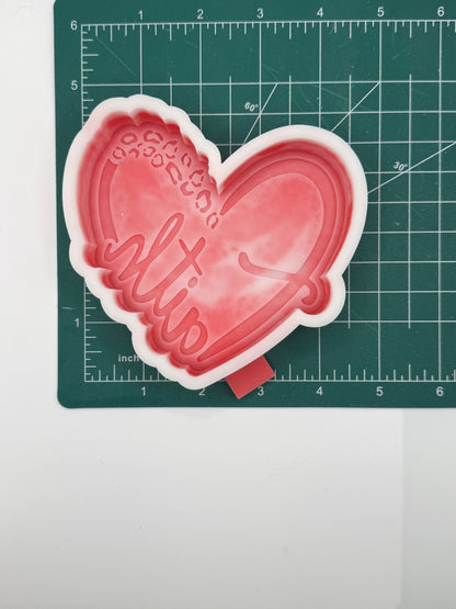 Faith Heart with Leopard Print Freshie Mold | Silicone Freshie Mold | 419