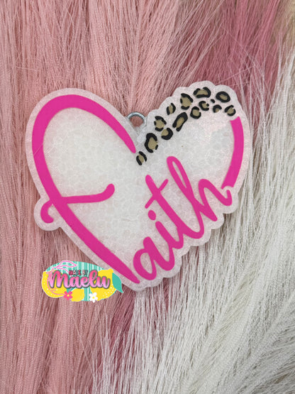Faith Heart with Leopard Print Freshie Mold | Silicone Freshie Mold | 419