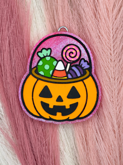 Pumpkin Pail with Candy freshie mold | silicone freshie mold | F173