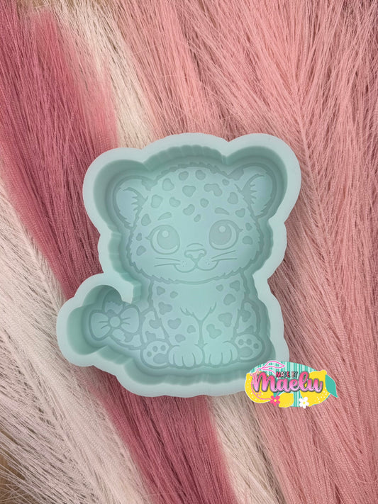 Leopard Cub with Bow Freshie Mold | Silicone Freshie Mold | 426