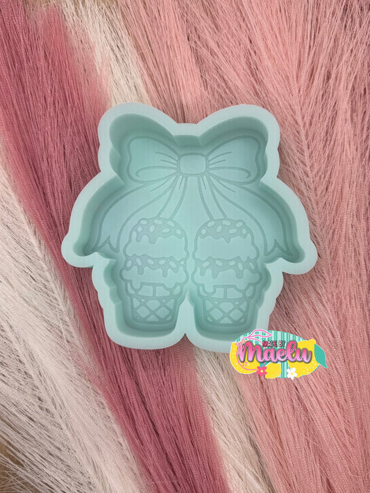 Ice Cream Cone Cherries Freshie Mold | Silicone Freshie Mold | 425