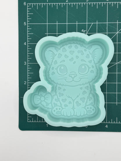 Leopard Cub with Bow Freshie Mold | Silicone Freshie Mold | 426