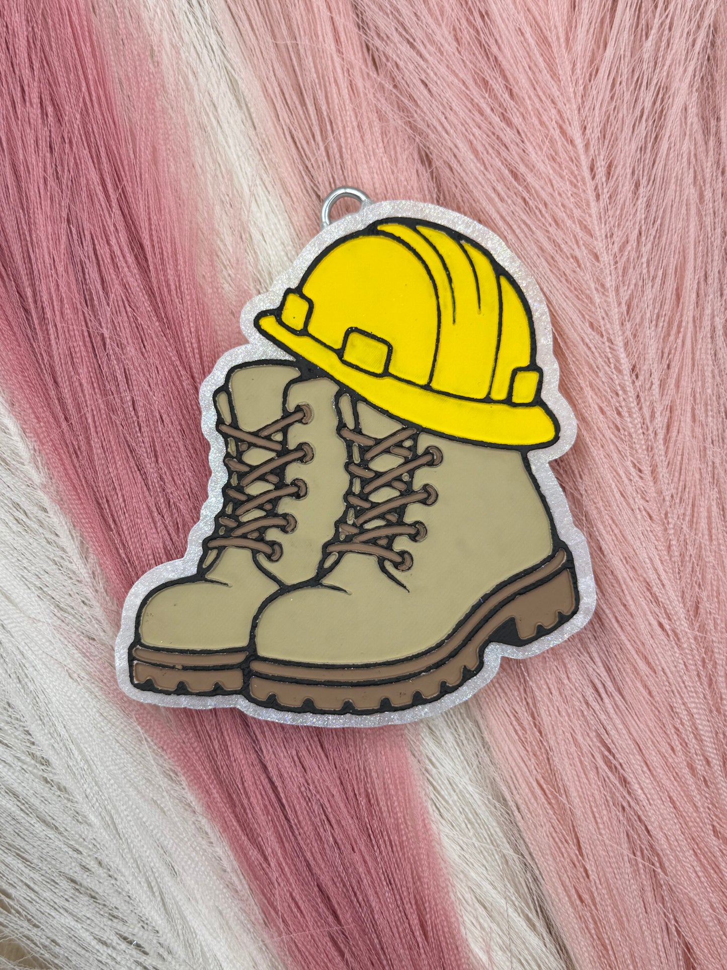 Work Boots with Hard Hat Freshie Mold | Silicone Freshie Mold | 403