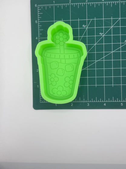 Floral Iced Coffee Freshie Mold | silicone freshie mold | 421