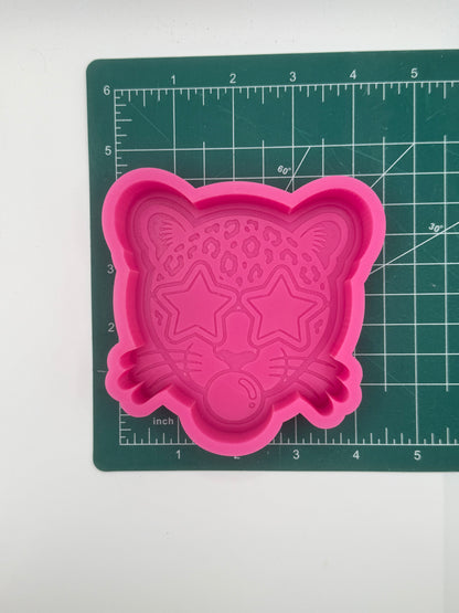 Leopard with Star Glasses & Gum Freshie Mold | Silicone Freshie Mold | 431