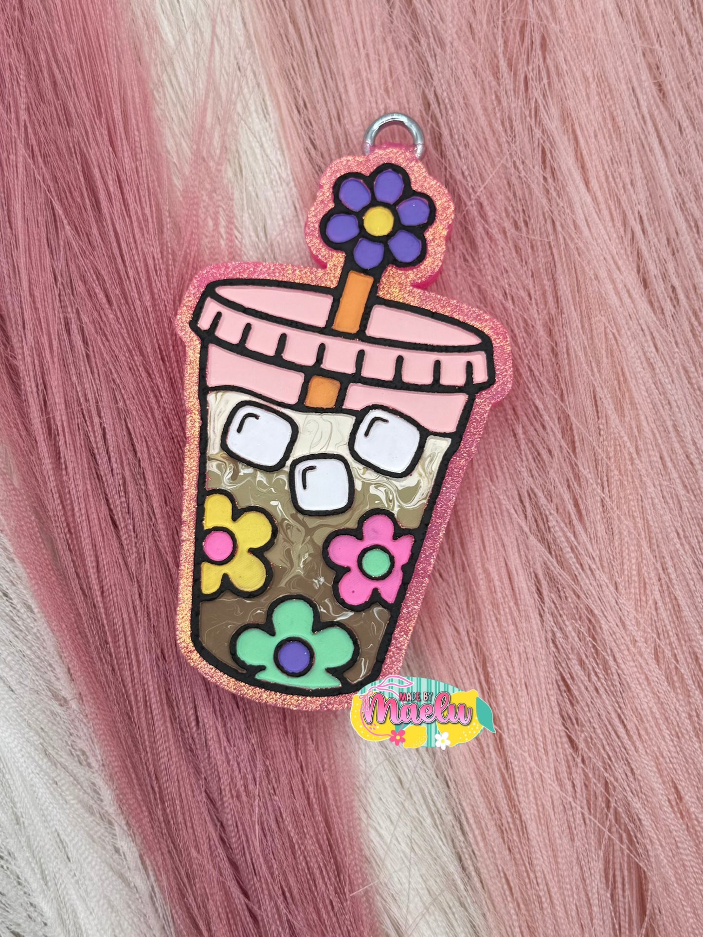 Floral Iced Coffee Freshie Mold | silicone freshie mold | 421