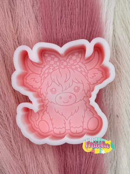 Highland with Checkered Bandana Freshie Mold | silicone freshie mold | 433