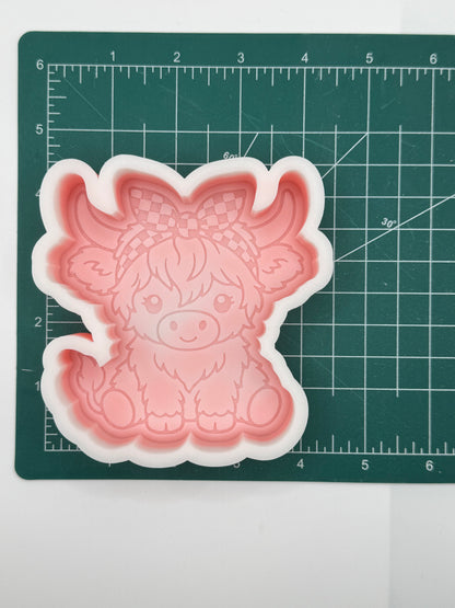 Highland with Checkered Bandana Freshie Mold | silicone freshie mold | 433