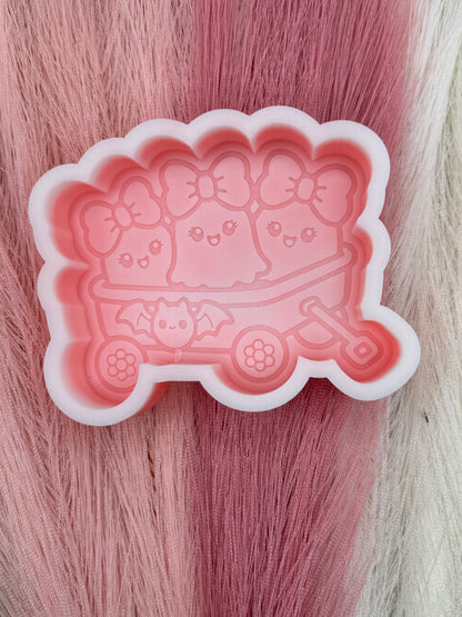 Ghost Girls in Wagon freshie mold | silicone freshie mold | F174
