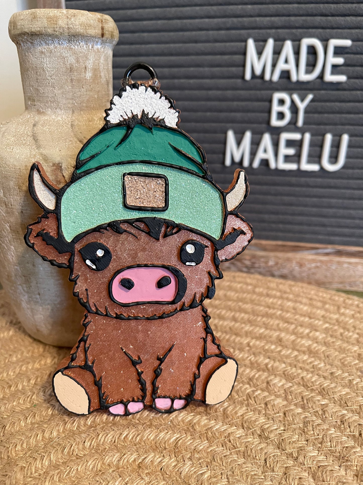 Highland Cow with Toboggan Freshie Mold | silicone freshie mold