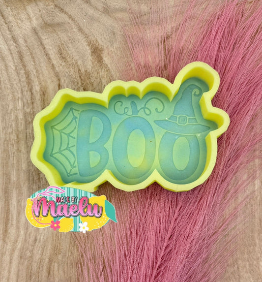 Boo with Web and Witch Hat freshie mold | silicone freshie mold | F124