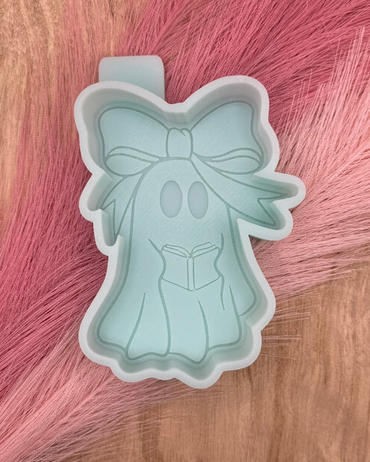 Ghost with Book and Bow freshie mold | silicone freshie mold | F117