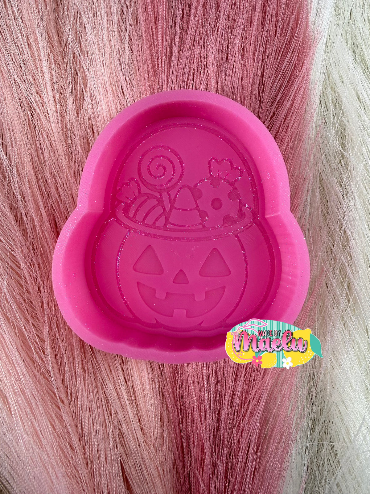 Pumpkin Pail with Candy freshie mold | silicone freshie mold | F173