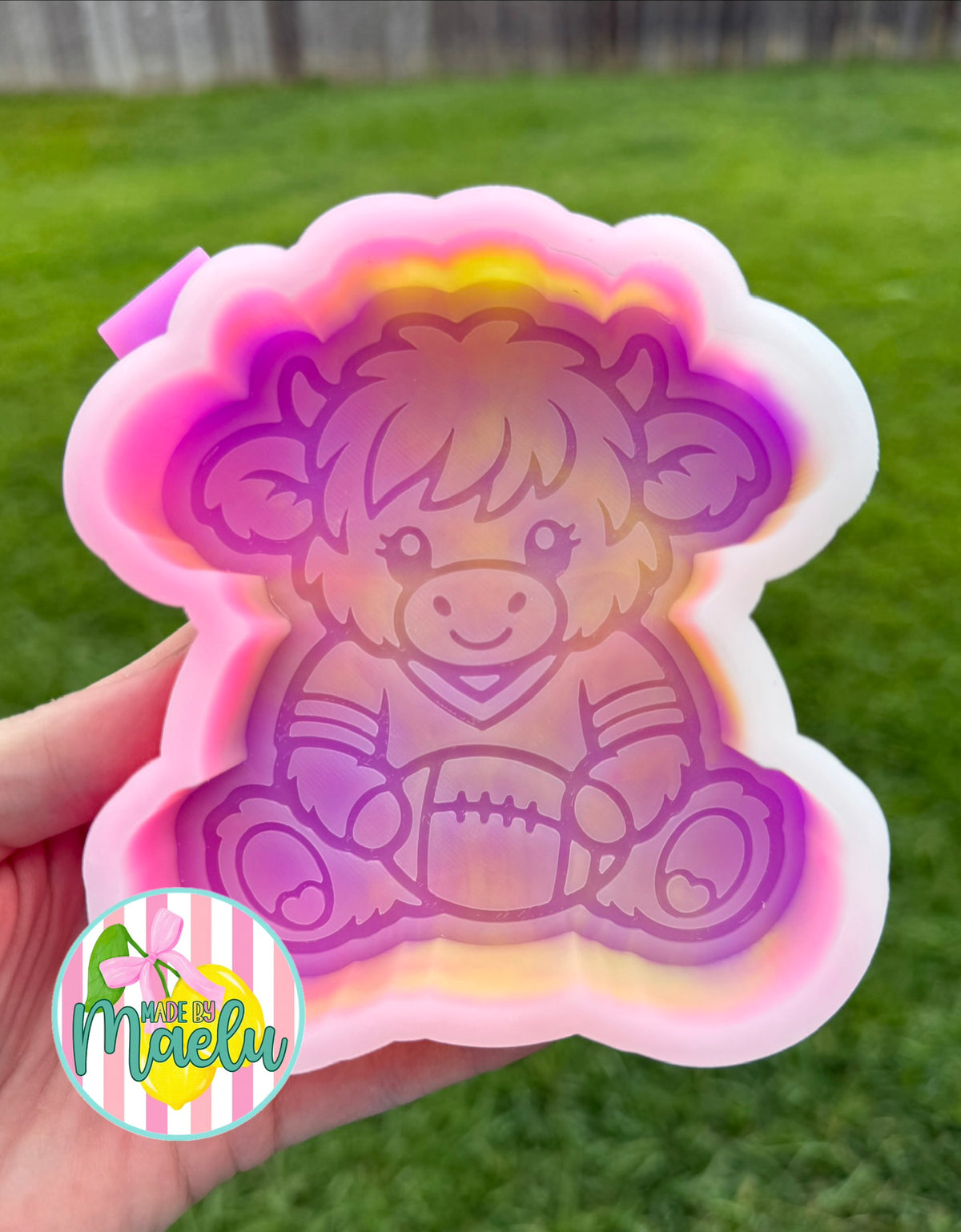 Highland with Football Freshie Mold | silicone freshie mold | F184