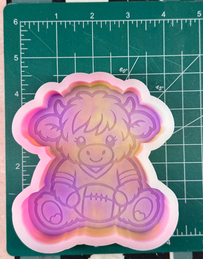 Highland with Football Freshie Mold | silicone freshie mold | F184