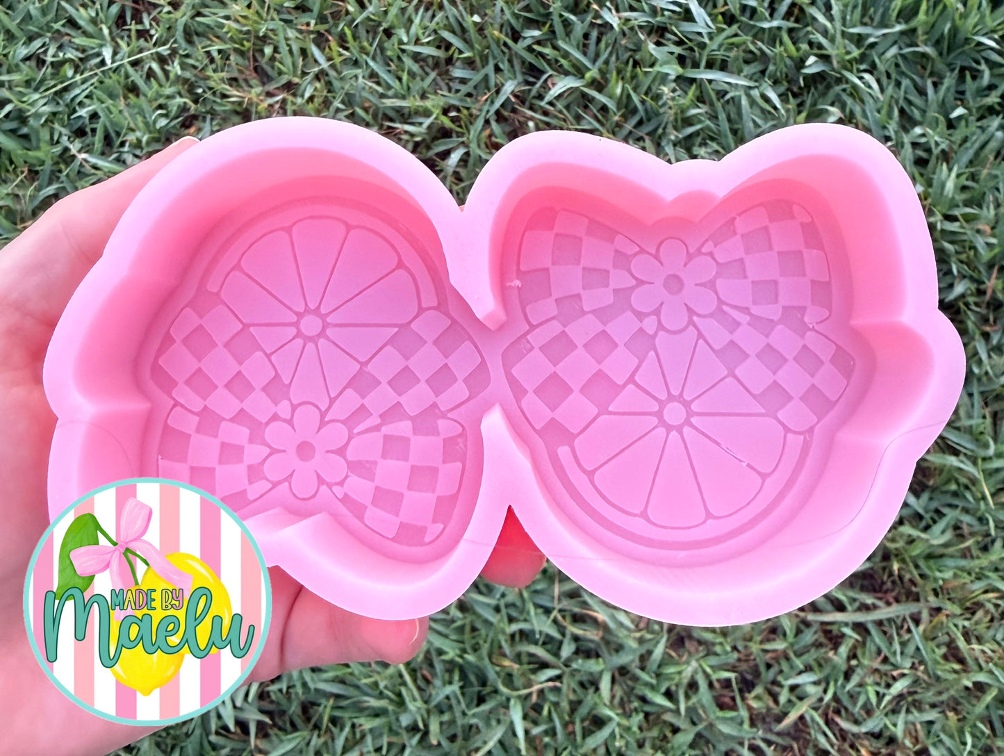 Lemon with Checkered Bow VENTS Freshie Mold | silicone freshie mold | 374