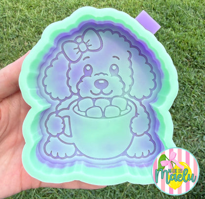 Goldendoodle with Hot Cocoa Freshie Mold | silicone freshie mold | C116