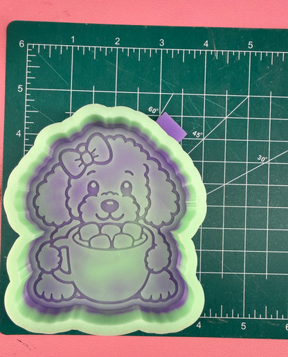 Goldendoodle with Hot Cocoa Freshie Mold | silicone freshie mold | C116