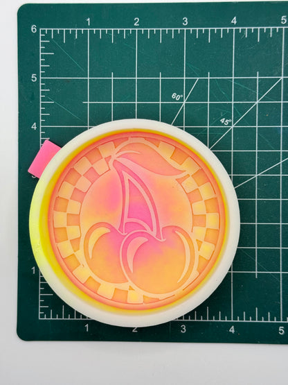 Cherry Checkered Round Freshie Mold | silicone freshie mold