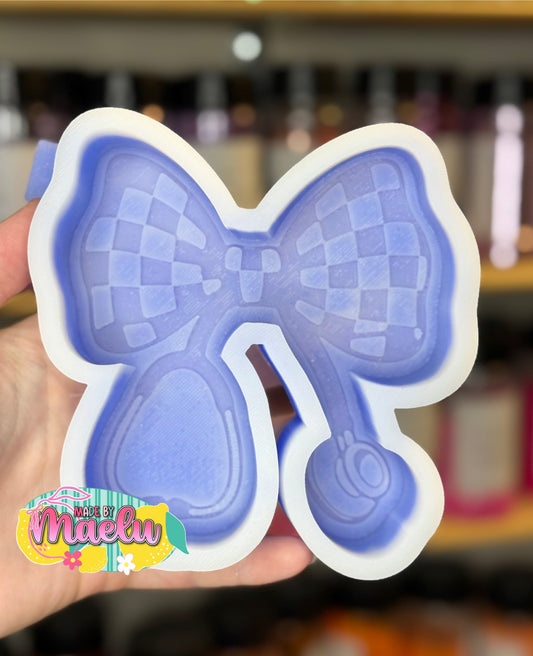 Checkered Bow Stethoscope Freshie Mold | silicone freshie mold
