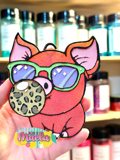 Pig with Bubble Gum Freshie Mold | Silicone Freshie Mold