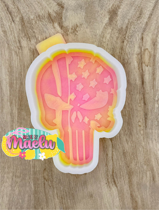Skeleton Face with Flag Freshie Mold | Silicone Freshie Mold