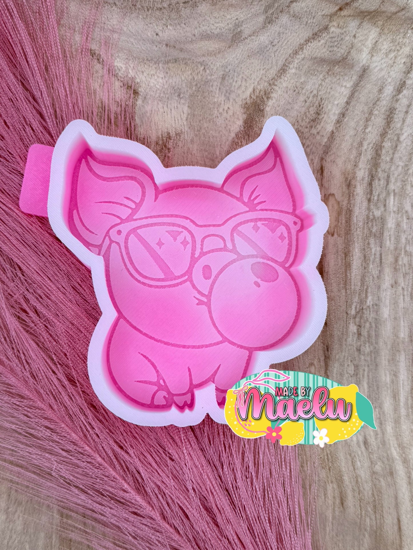 Pig with Bubble Gum Freshie Mold | Silicone Freshie Mold